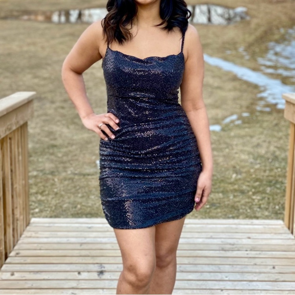 Urban Outfitters Sequin Ruched Mini Dress